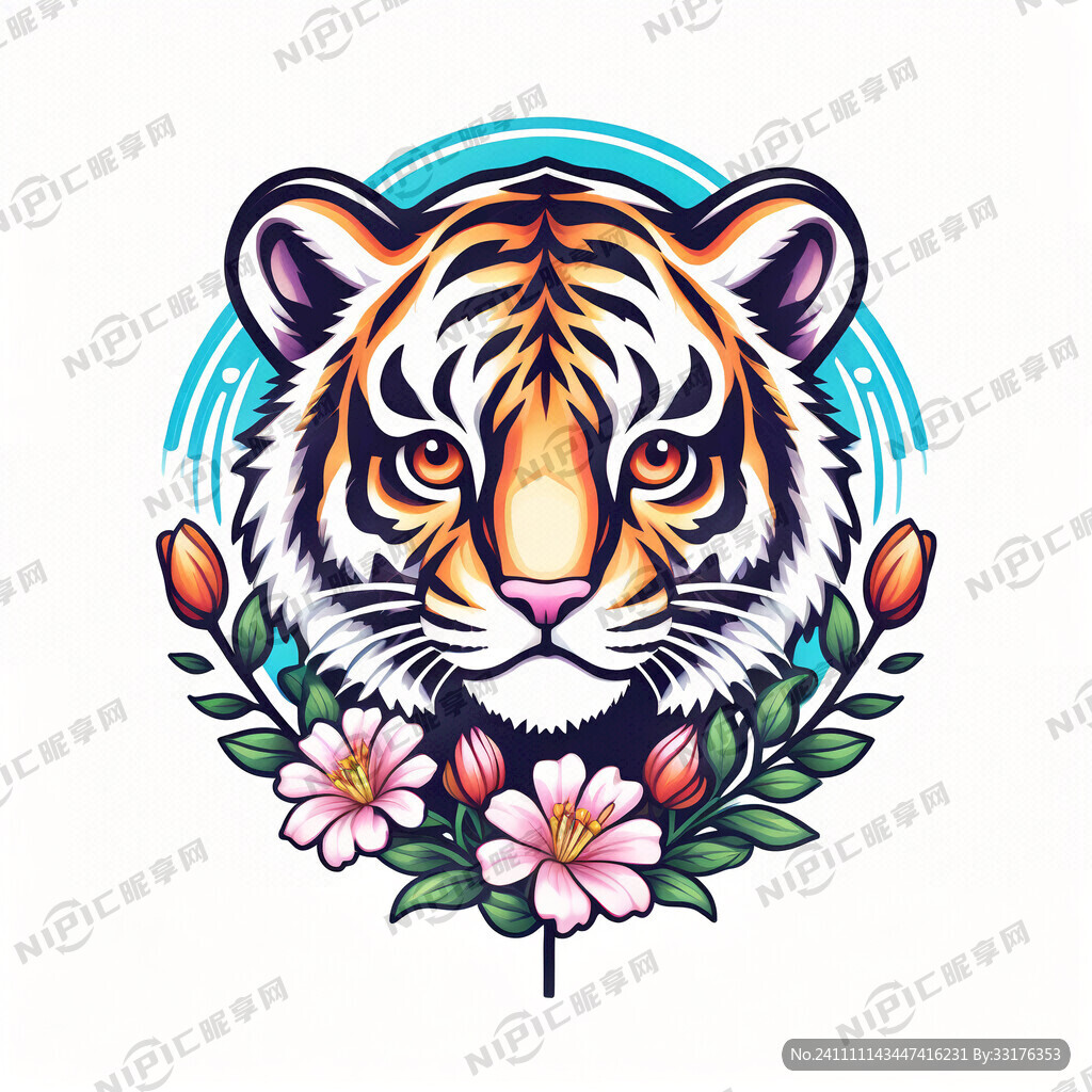老虎标志 透明感 全息色 可爱