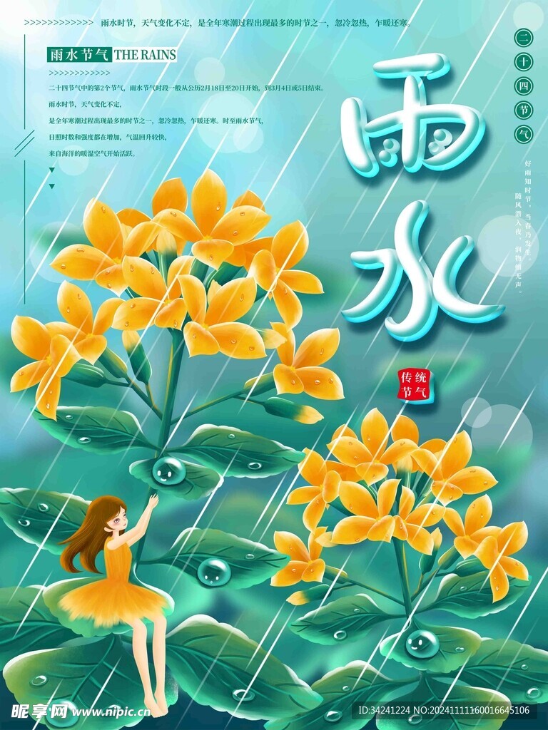 雨水节海报展板素材