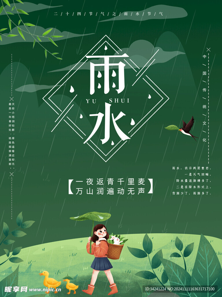 雨水节海报展板素材