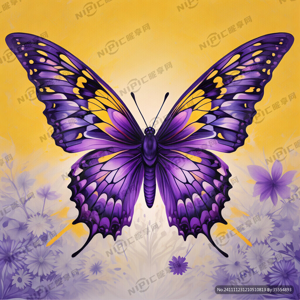 紫蝴蝶抽象 翅膀灵活 画面灵动