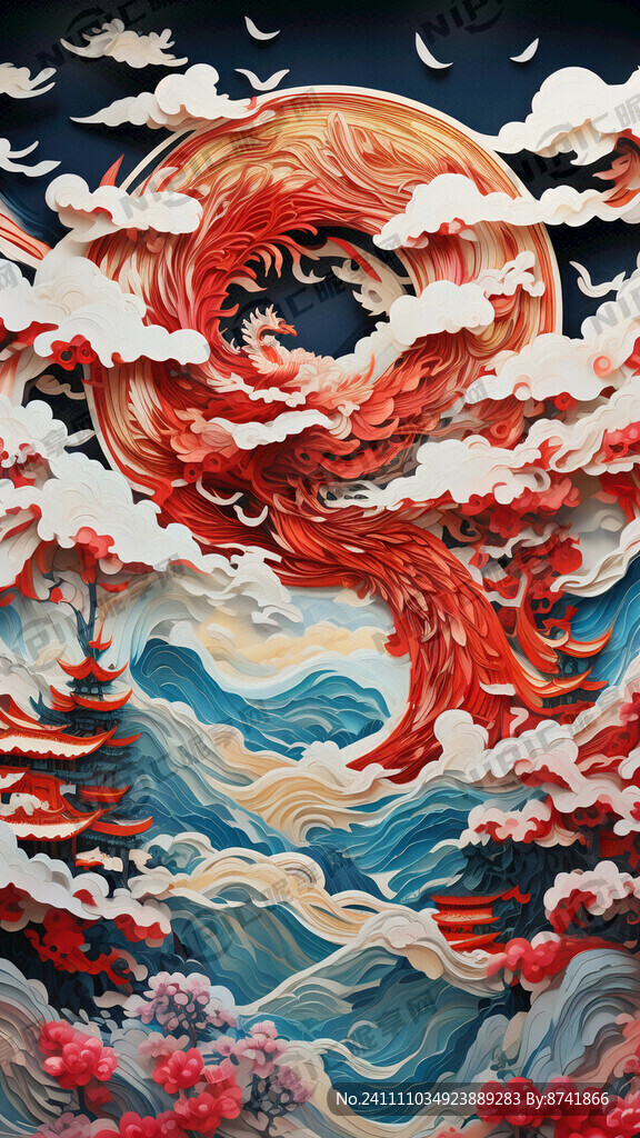 衍纸艺术 天空 凤凰 白云