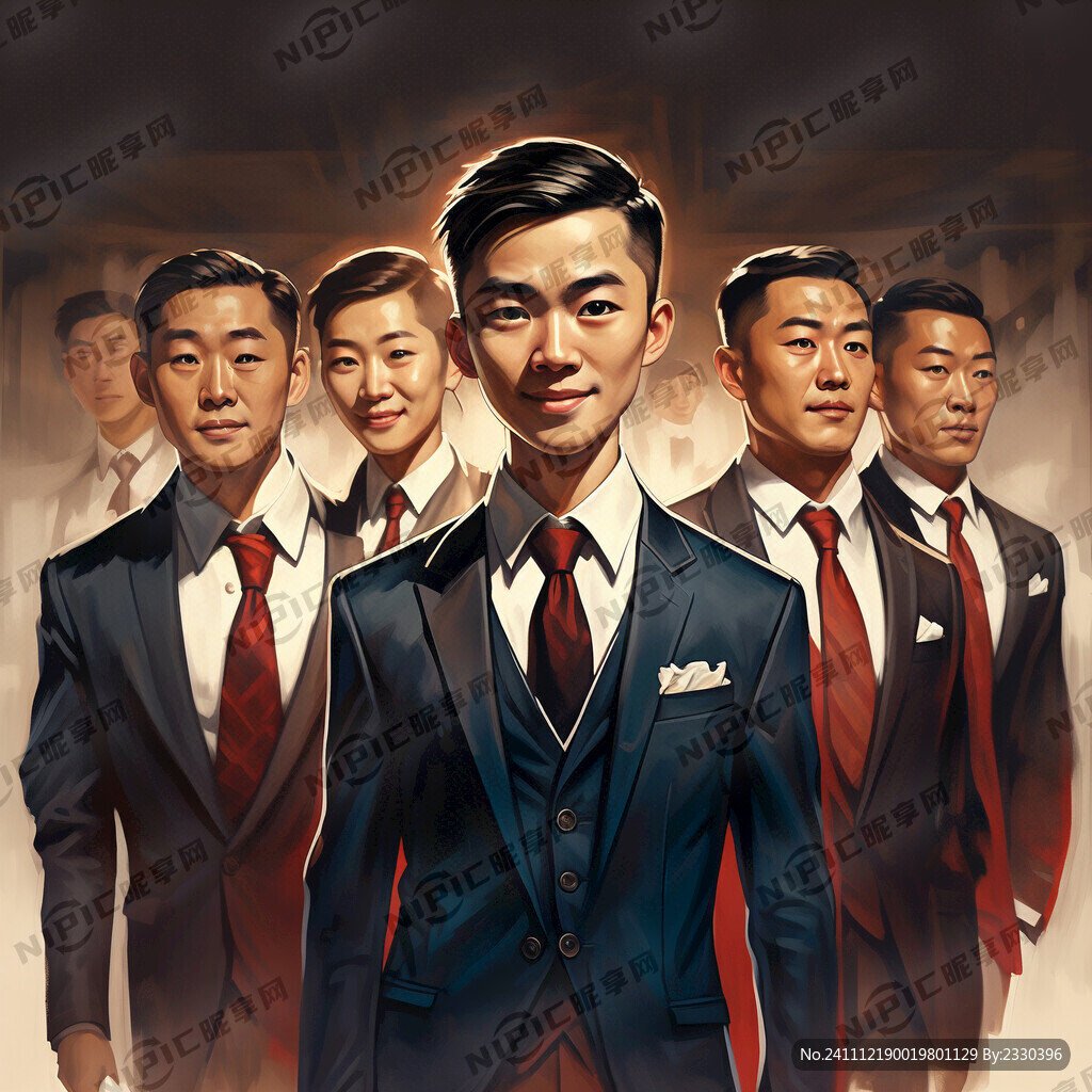 一群穿西装打领带的青年人 团队