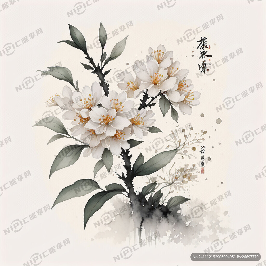 水彩笔墨 一朵桂花 除臭剂