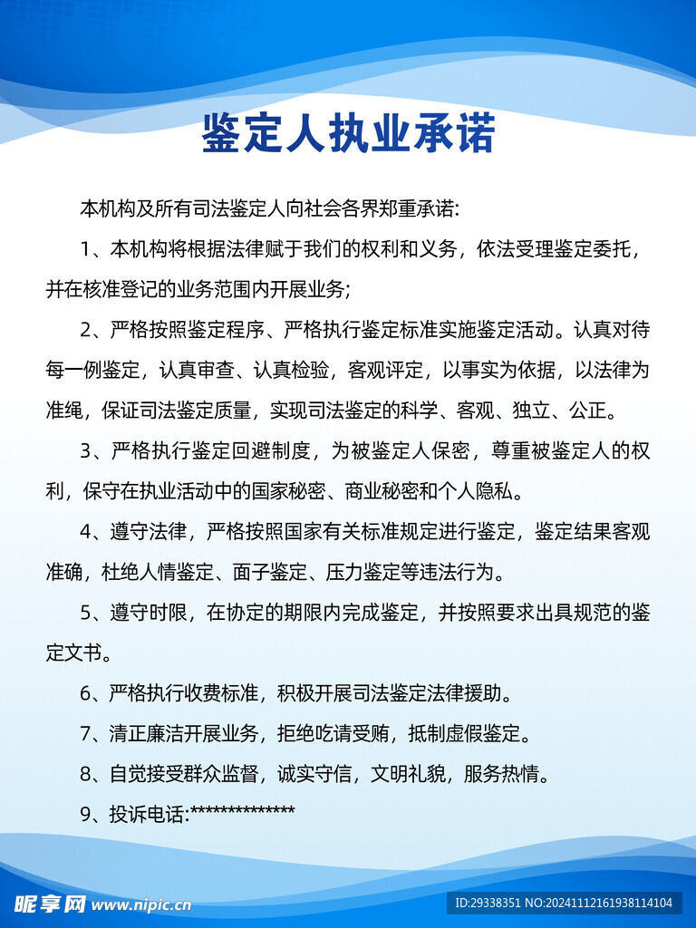 鉴定人执业承诺
