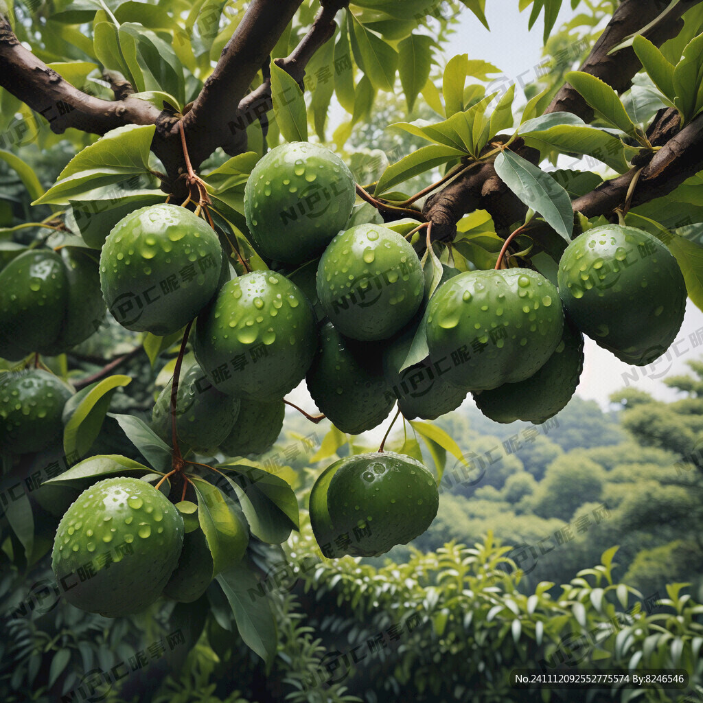 一支树枝上生着几颗又圆又大清脆