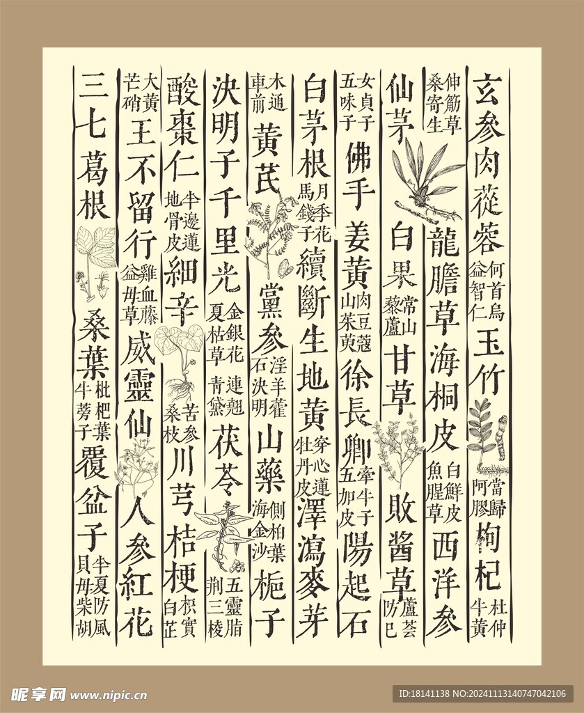 中医中药名字底纹