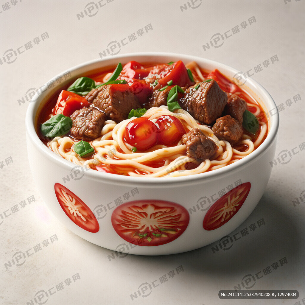 白色碗里的番茄牛肉面