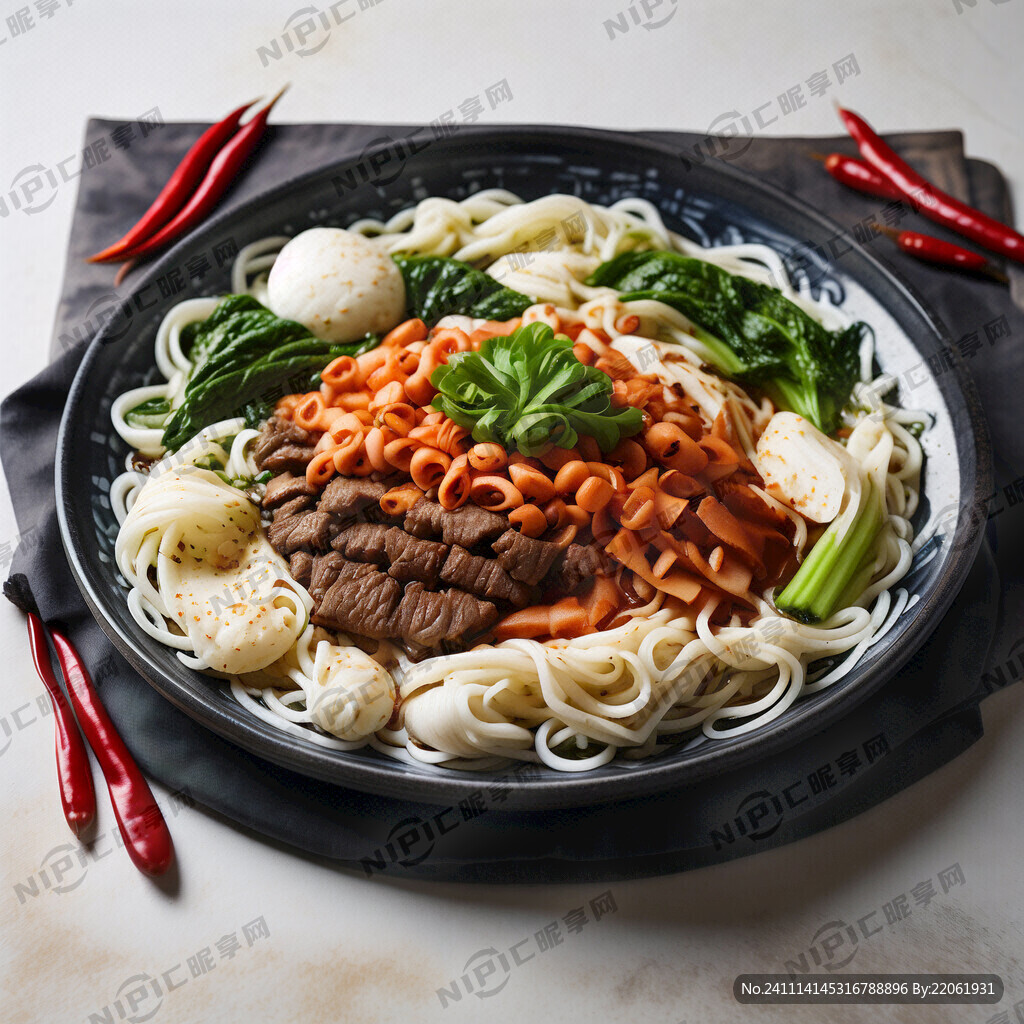 板面 加青菜 表面淋上红油