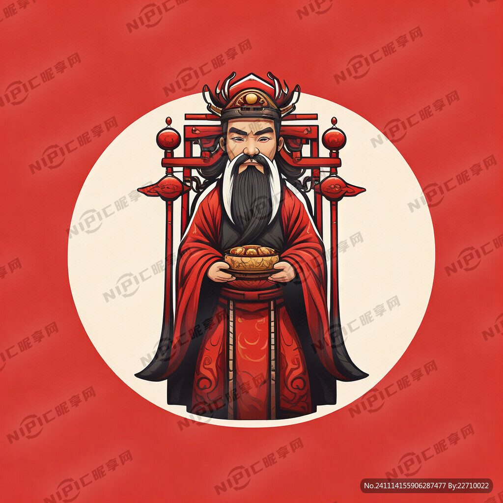 一个财神纯色简笔标志