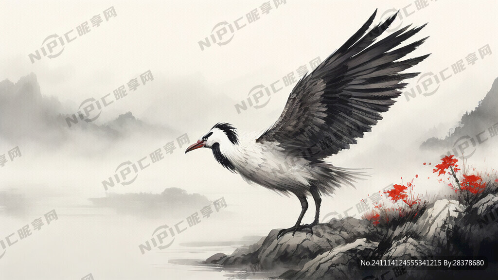 鸿鹄 中国风 水墨风格 写意