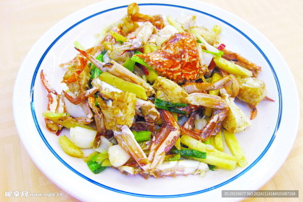 姜葱炒花蟹