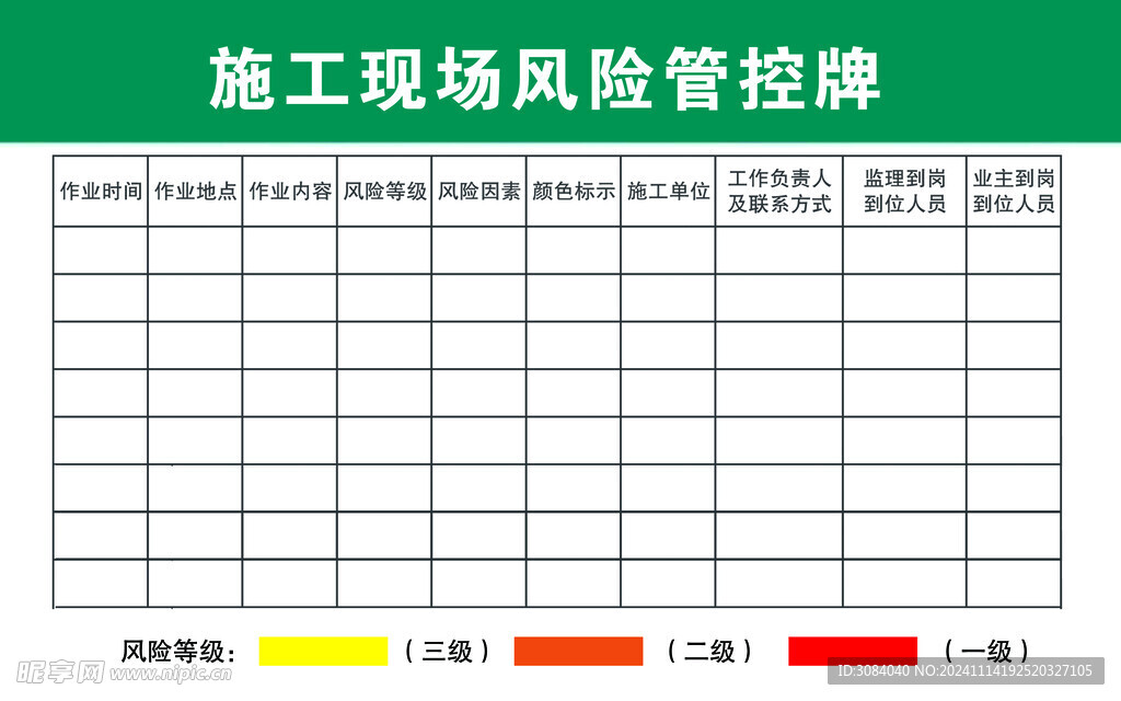 施工现场风险管控牌