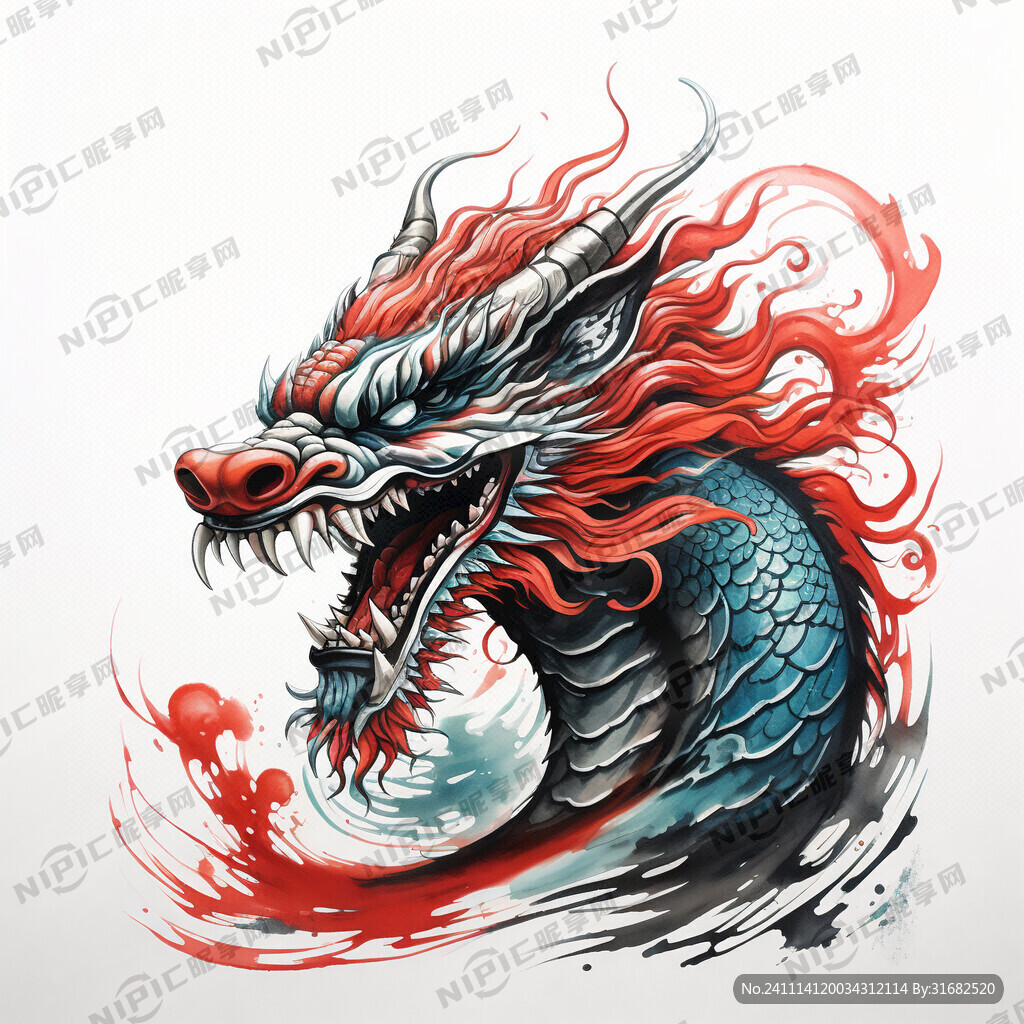 生肖 龙头 正脸 针线刺绣
