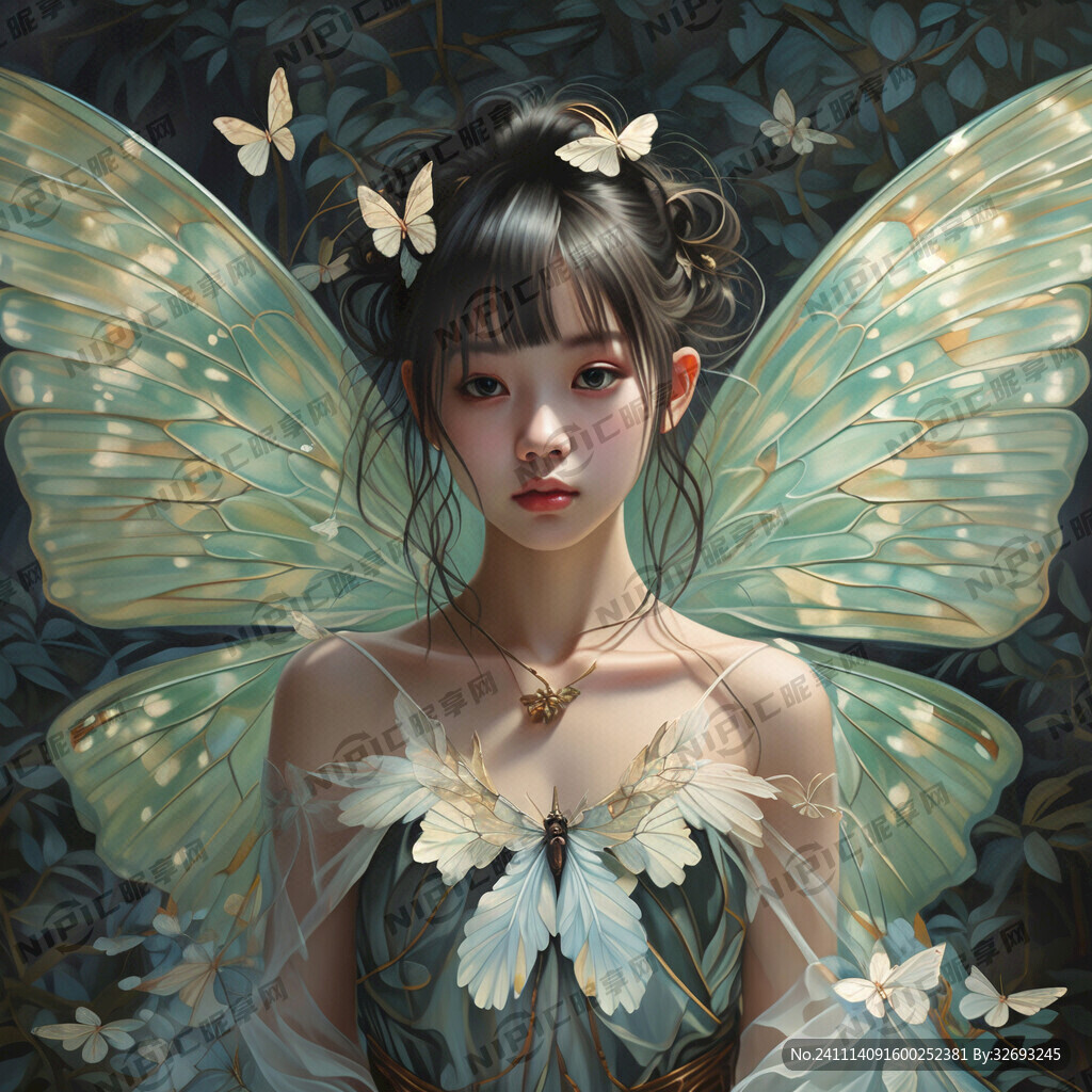 蝴蝶翅膀的天使女孩