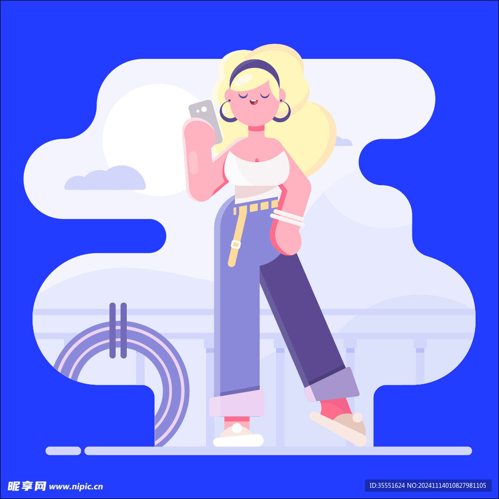 休闲女孩插画