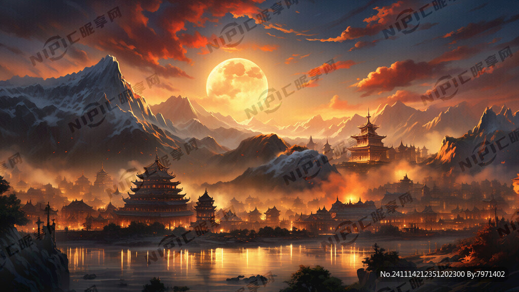 日照金山  晚霞