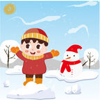 玩雪的小孩