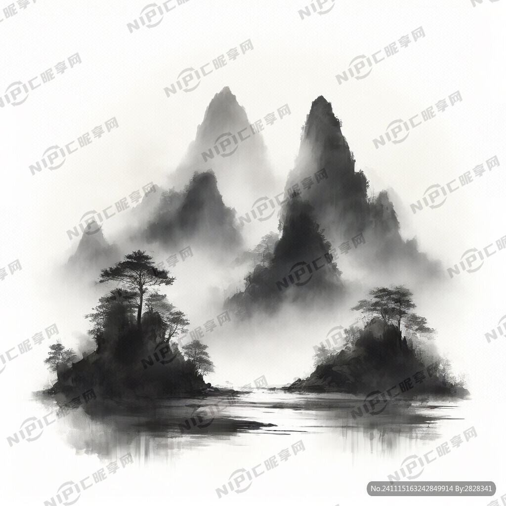 山谷 中国风 中国画 山水