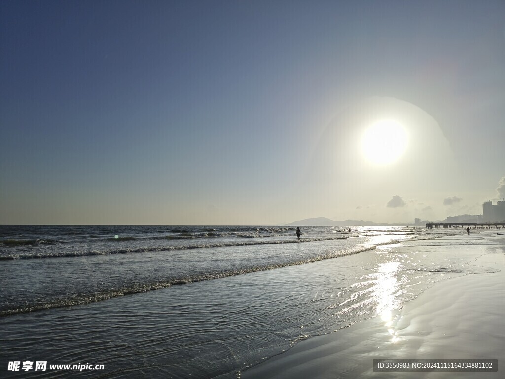 大海 沙滩 海浪 夕阳