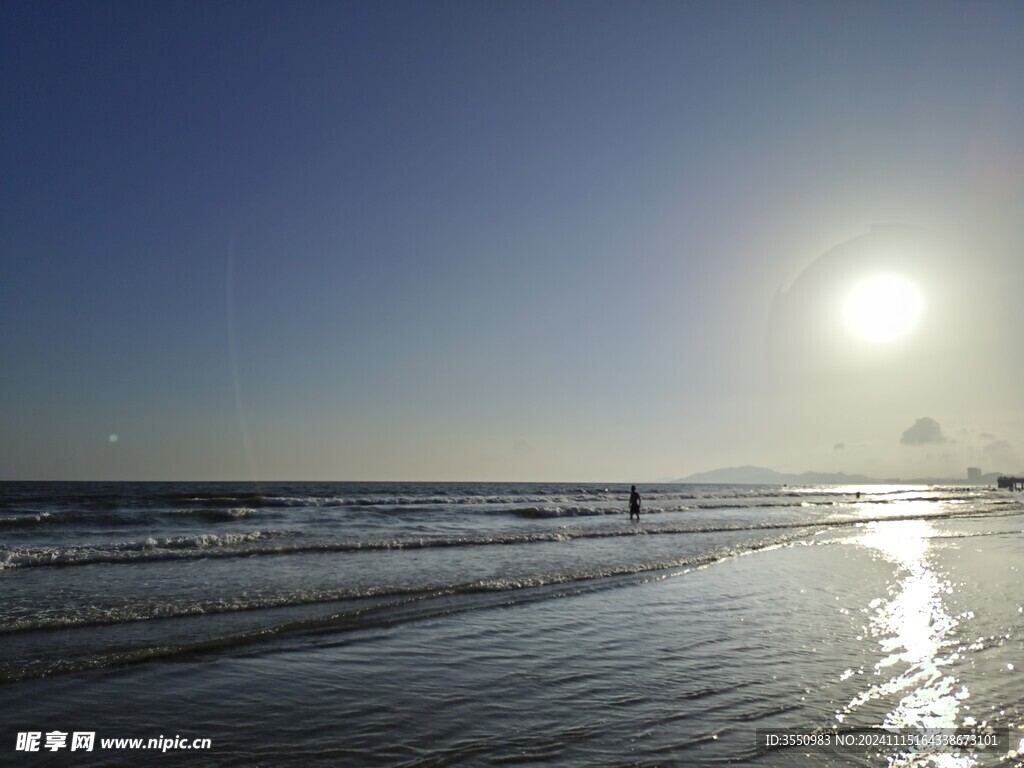 大海 沙滩 海浪 夕阳