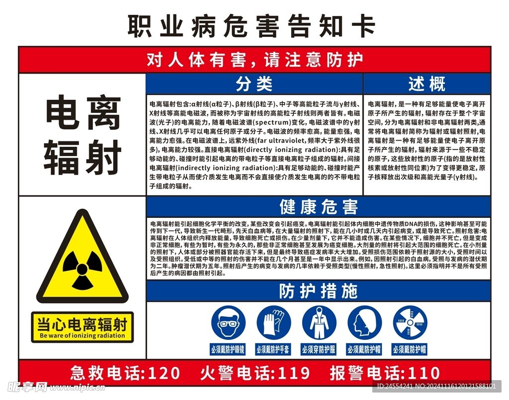 电离辐射职业病危害告知卡