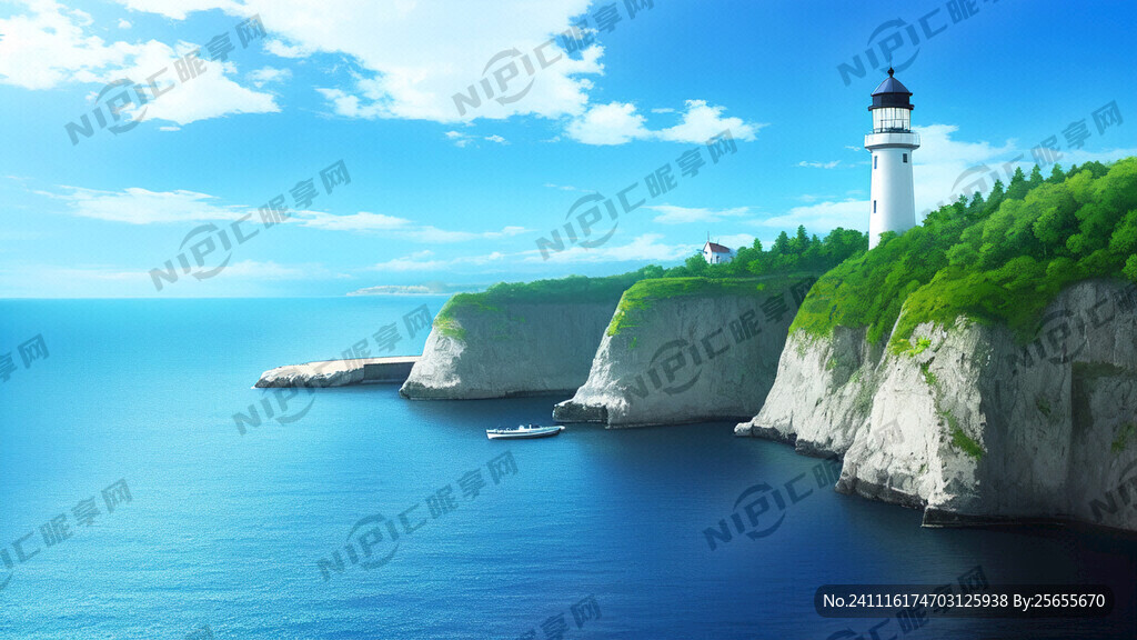 竖立在大海里的灯塔