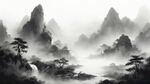 养生圣地，山谷，中国风，中国画，山水，水墨风格，写意，意境，高雅，高清，仙风道骨。