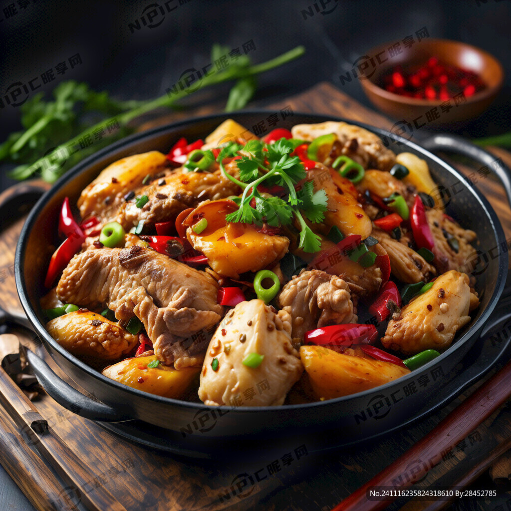 干锅 鸡肉 莲藕 土豆片 辣椒
