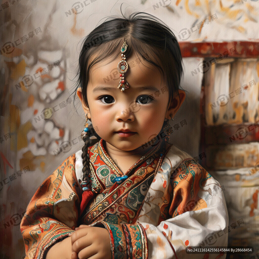 蒙古特色幼儿妇女图