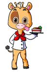 长颈鹿厨师正盘子提供食物