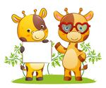 长颈鹿公园举着