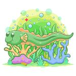 长长绿色电鳗海洋中游泳