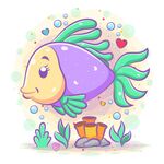 紫金鱼海洋下嬉戏