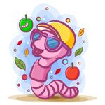 紫色蠕虫墨镜黄色帽子