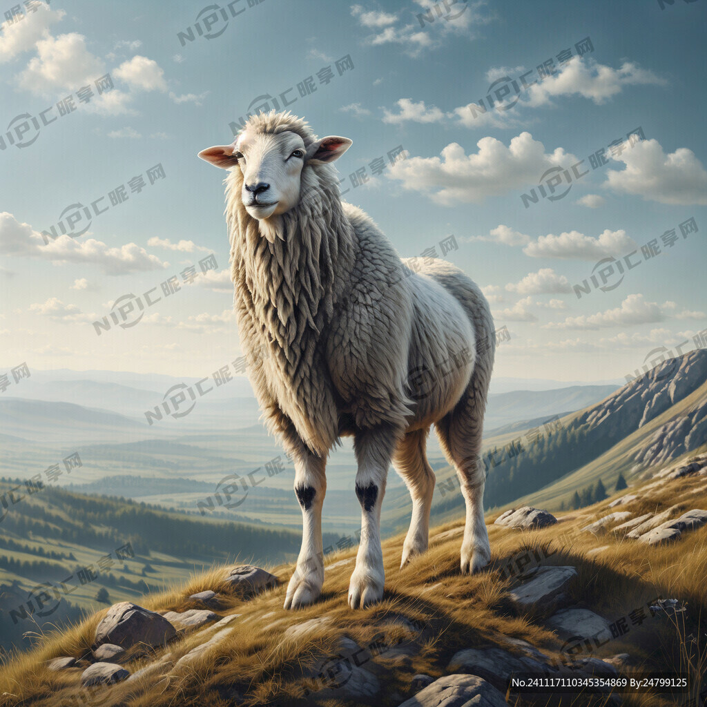 屹立在山头的羊