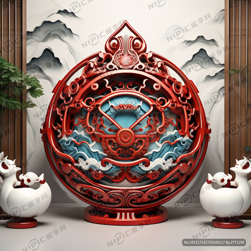 3D立体貔貅国潮 风景画