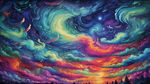 彩色梦幻极光天空中的云朵形成鸽子的形状