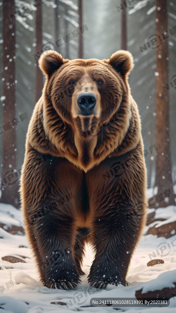 一只站着的棕熊 仰着头