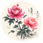 牡丹花 水墨画 花开富桂