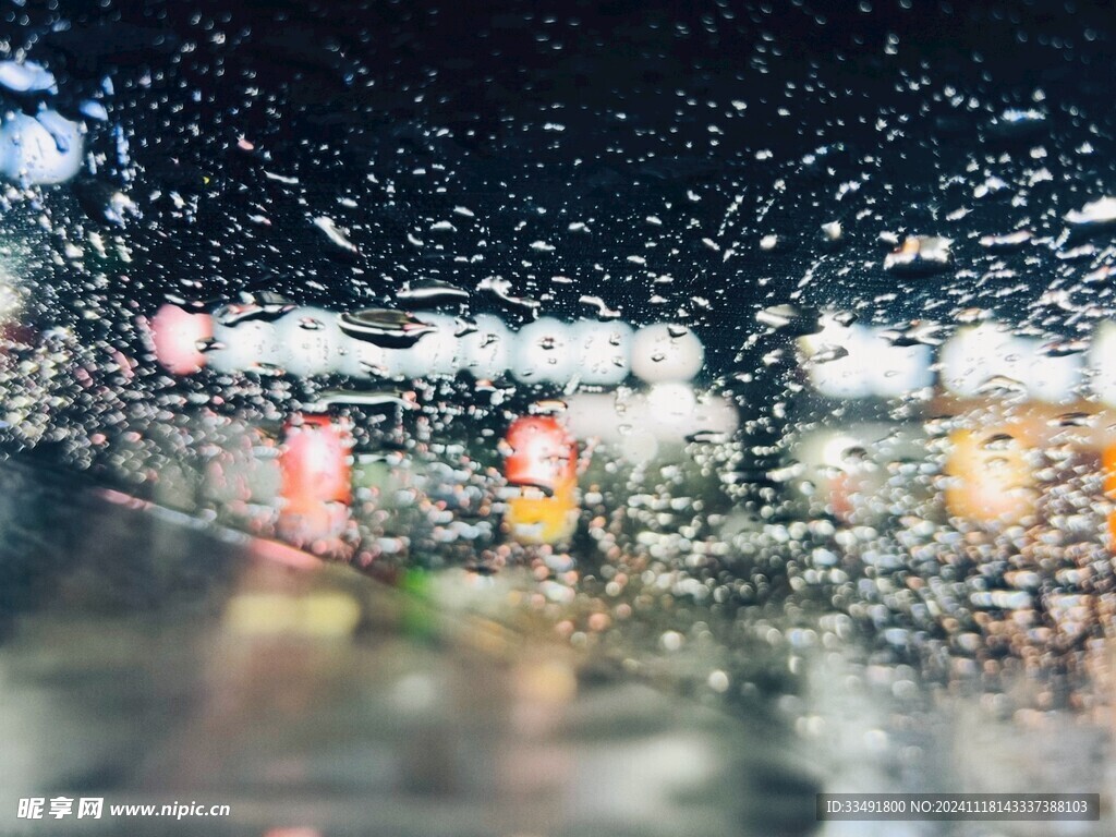 雨夜朦胧的车窗胶片风