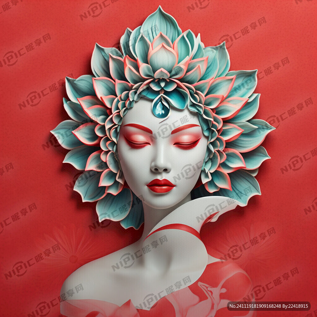 莲花与女性结合的美容图标