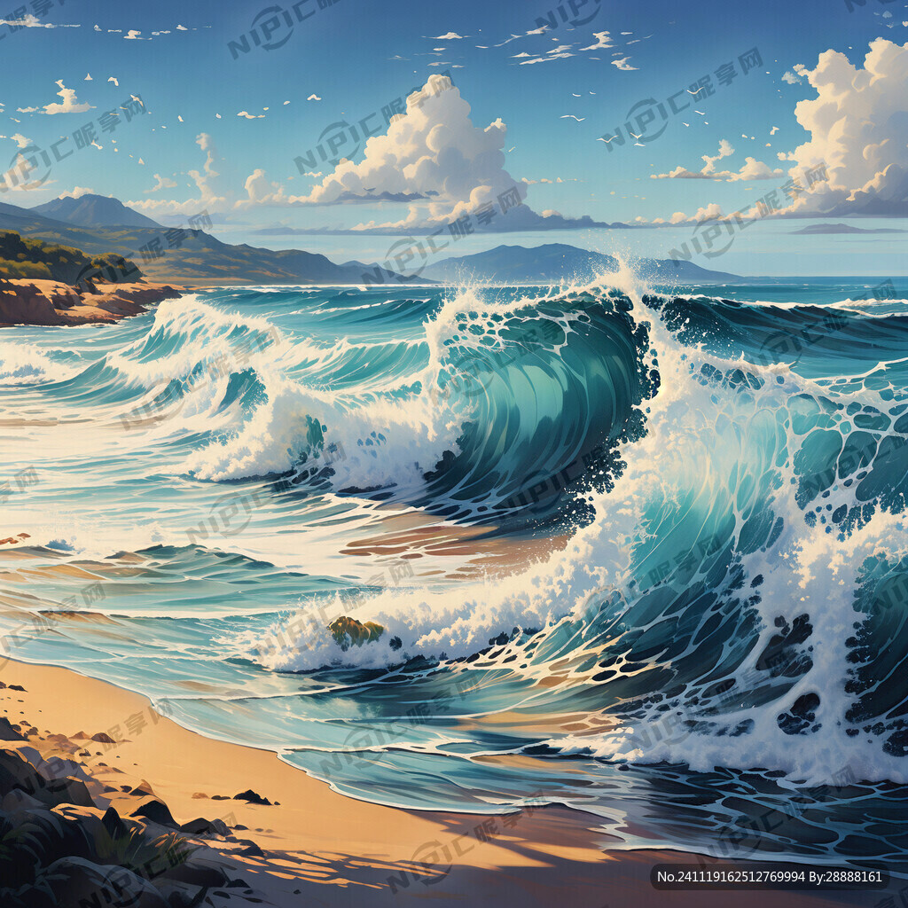 海景 波涛 海岛 沙滩