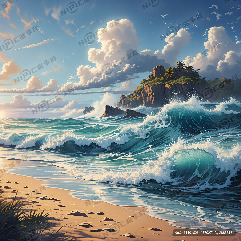 海景 浪花 海岛 沙滩