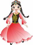 一个穿红裙子跳舞的新疆女孩子