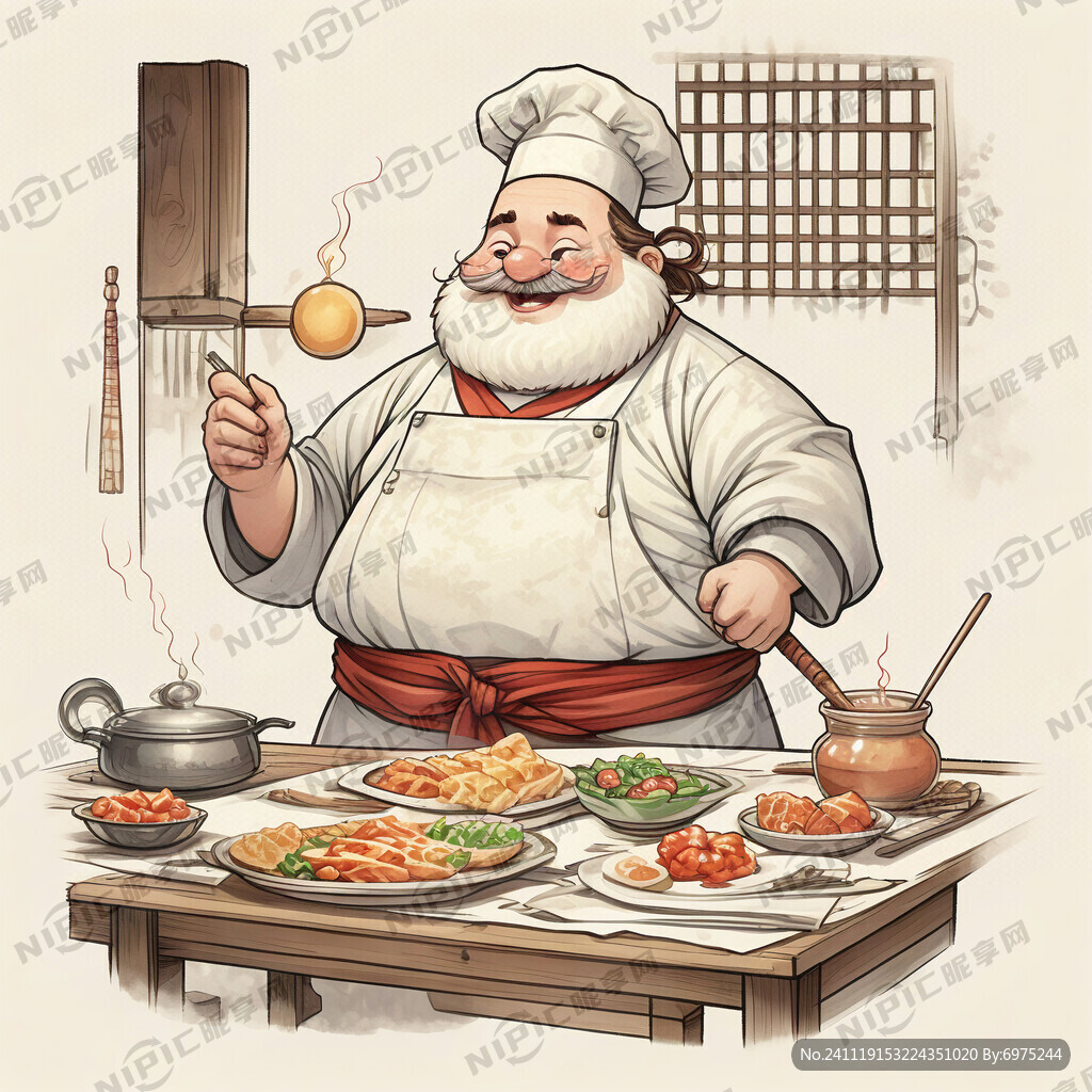卡通国潮风胖厨师