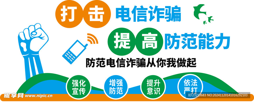 打击电信网络诈骗社区宣传文化墙