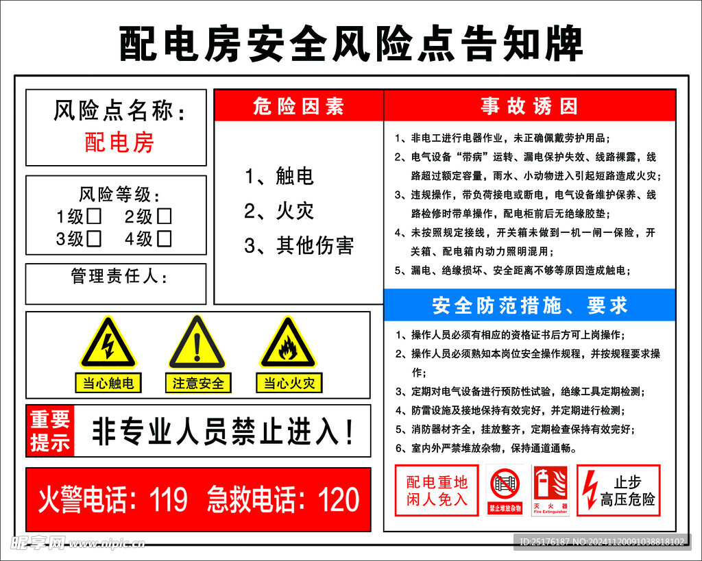 配电房安全风险点告知牌