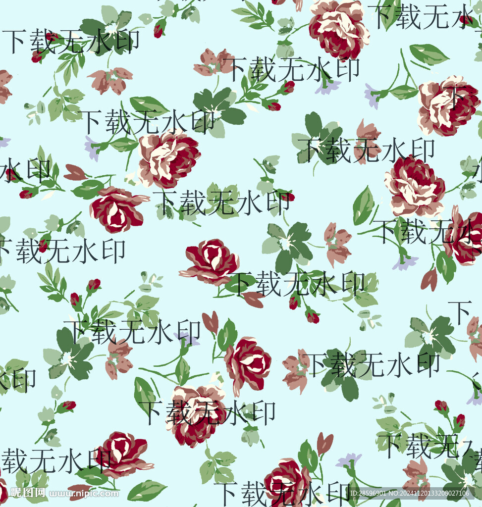 蓝底玫瑰花
