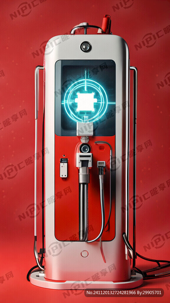 红色背景、充电桩