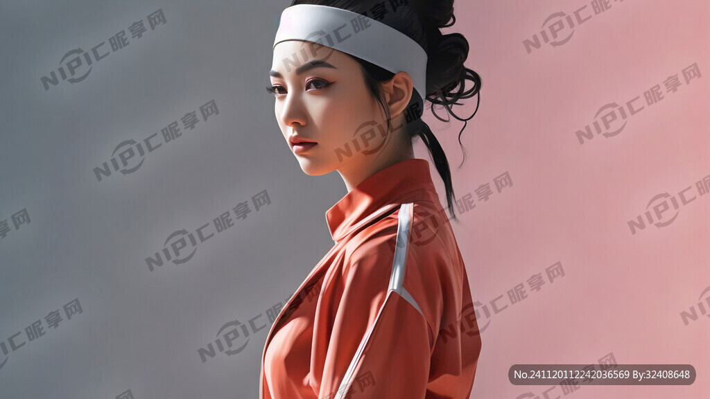 简洁插画 走秀 女性 侧面